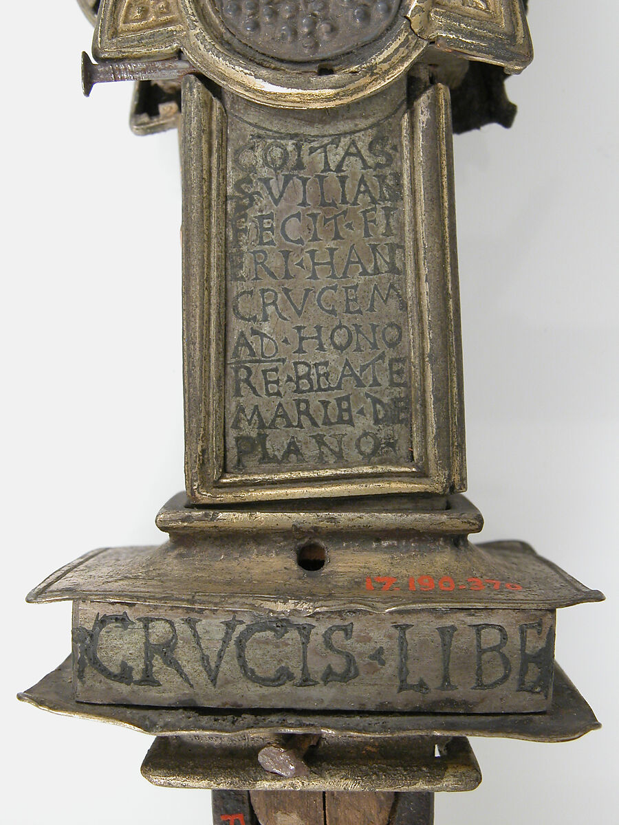 Reliquary Cross, Silver, gilded silver, niello, and  glass, Italian