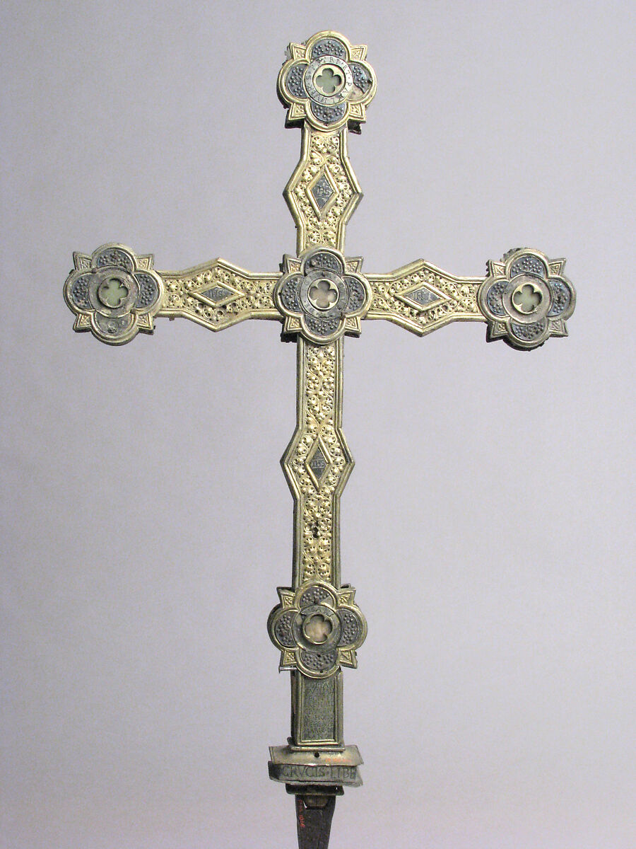 Reliquary Cross, Silver, gilded silver, niello, and  glass, Italian