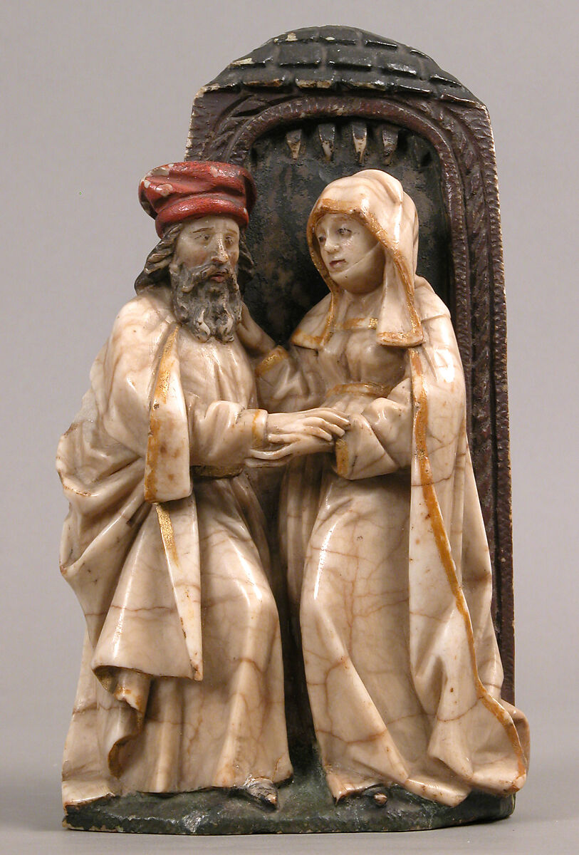 Saint Anna and Saint Joachim, Alabaster, polychromy, German 