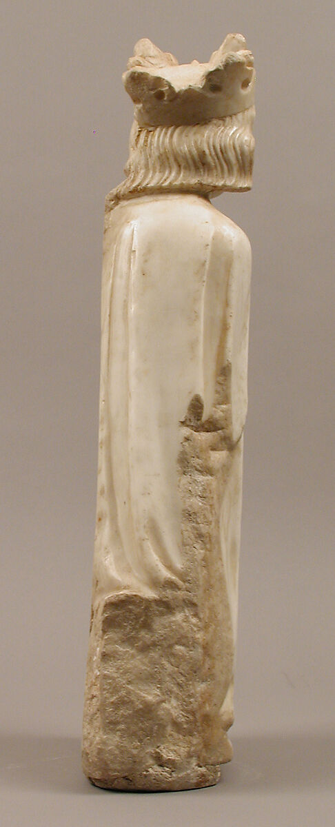 King, from a group of Donor Figures including a King, Queen, and Prince, Marble, traces of paint & gilding, French