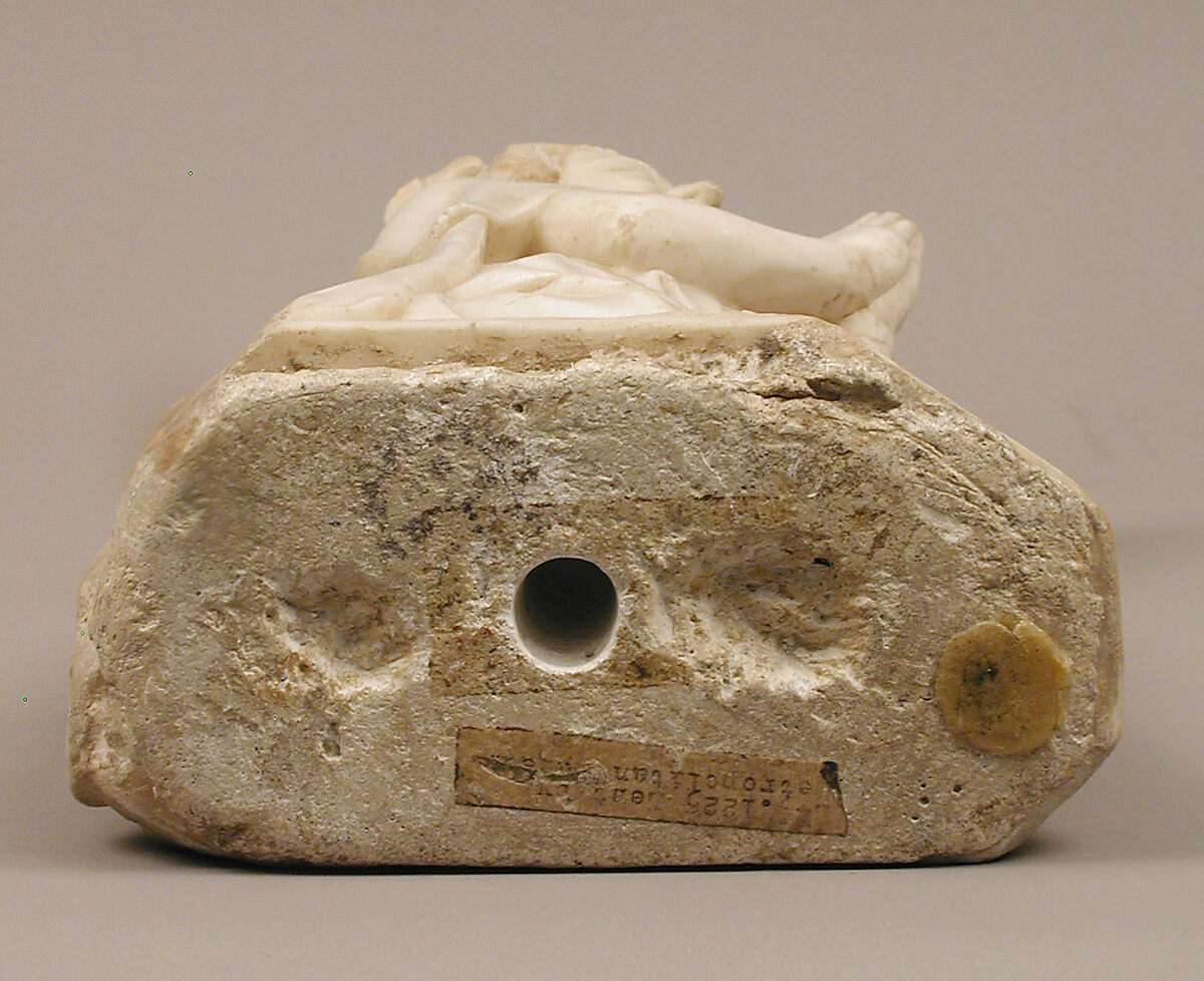 King, from a group of Donor Figures including a King, Queen, and Prince, Marble, traces of paint & gilding, French