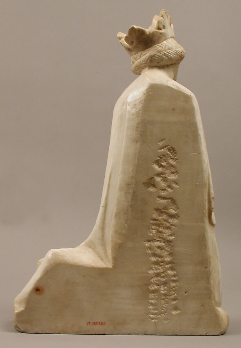 Queen, from a group of Donor Figures including a King, Queen, and Prince, Marble, traces of paint & gilding, French