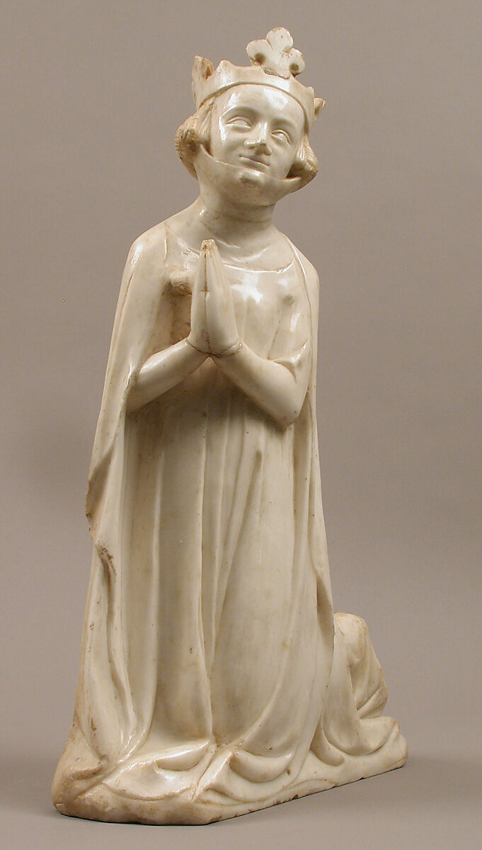 Queen, from a group of Donor Figures including a King, Queen, and Prince, Marble, traces of paint & gilding, French