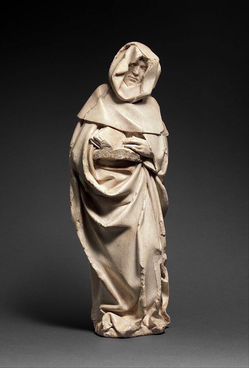 Mourner, Etienne Bobillet (Franco-Netherlandish, active Bourges, 1453), Alabaster with traces of gilding, French 