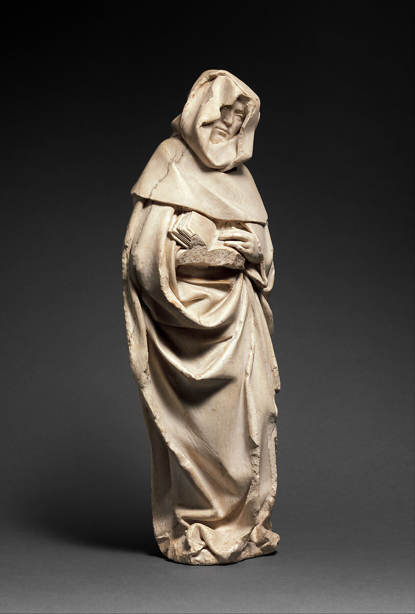 Mourner, Etienne Bobillet (Franco-Netherlandish, active Bourges, 1453), Alabaster with traces of gilding, French