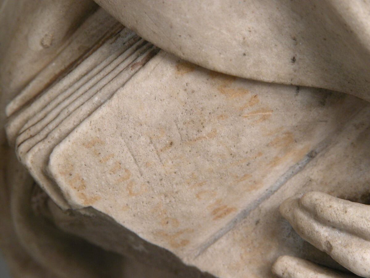 Mourner, Etienne Bobillet (Franco-Netherlandish, active Bourges, 1453), Alabaster with traces of gilding, French