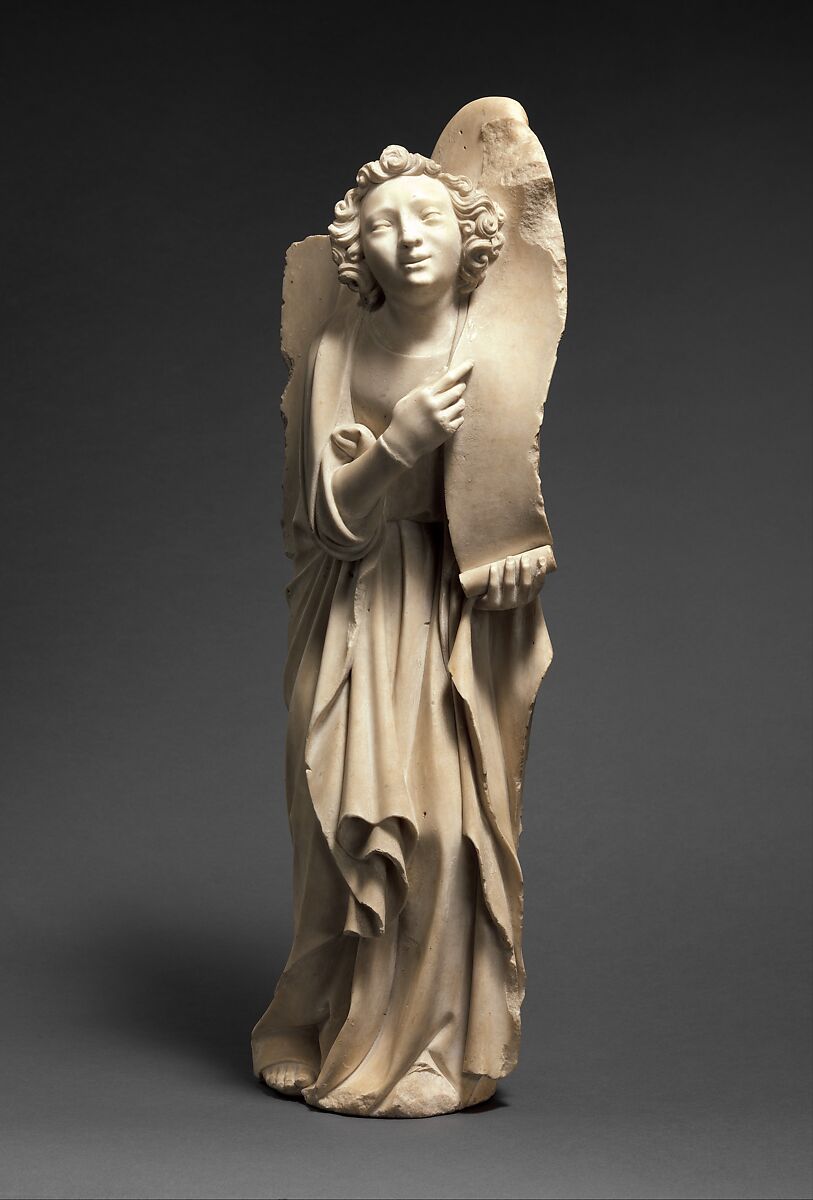 Angel of the Annunciation, Attributed to Jean de Liège (Franco-Netherlandish, active ca. 1361–died 1381), Marble, South Netherlandish or French