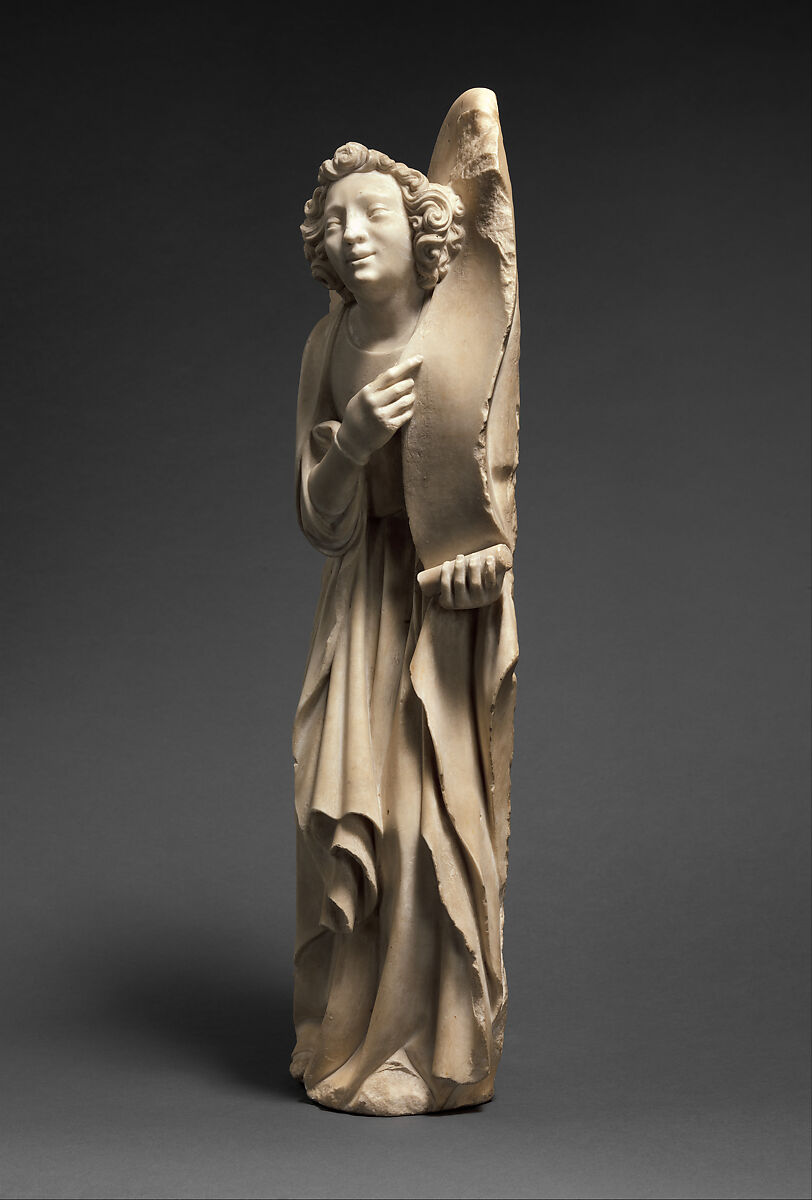 Angel of the Annunciation, Attributed to Jean de Liège (Franco-Netherlandish, active ca. 1361–died 1381), Marble, South Netherlandish or French