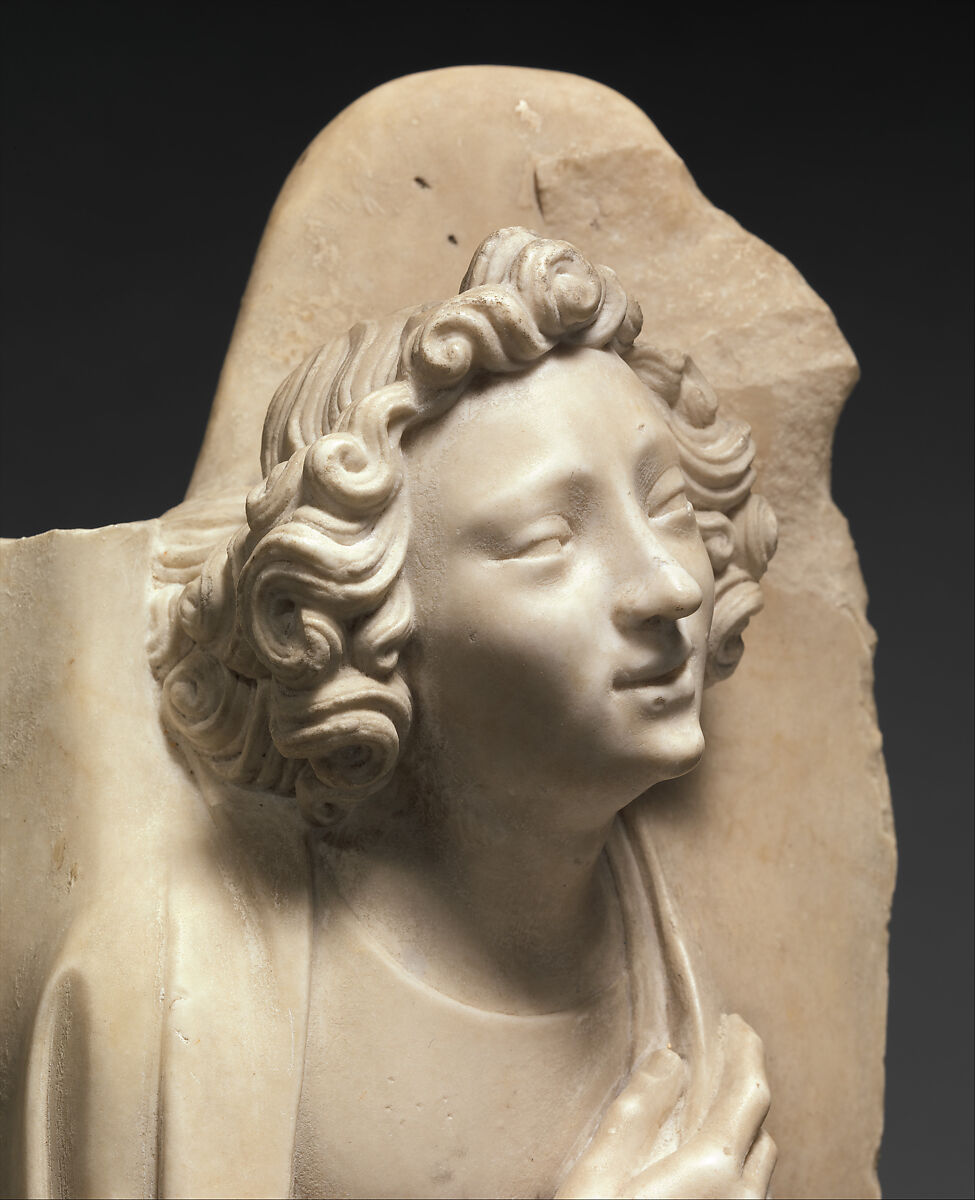 Angel of the Annunciation, Attributed to Jean de Liège (Franco-Netherlandish, active ca. 1361–died 1381), Marble, South Netherlandish or French