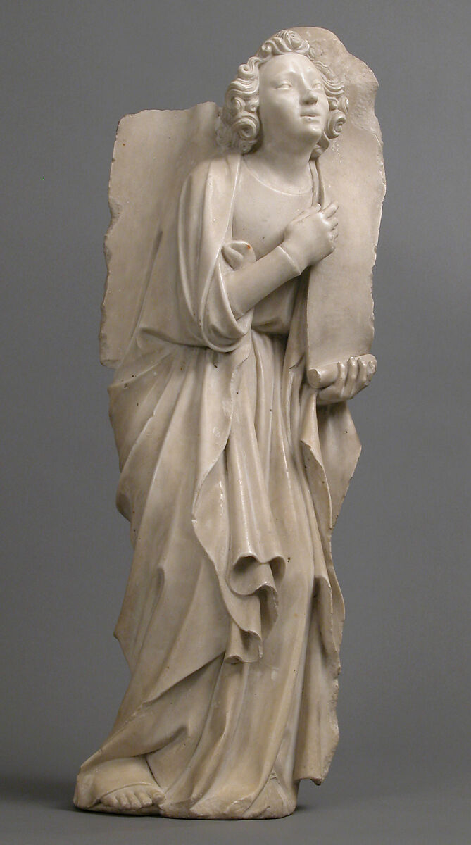 Angel of the Annunciation, Attributed to Jean de Liège (Franco-Netherlandish, active ca. 1361–died 1381), Marble, South Netherlandish or French