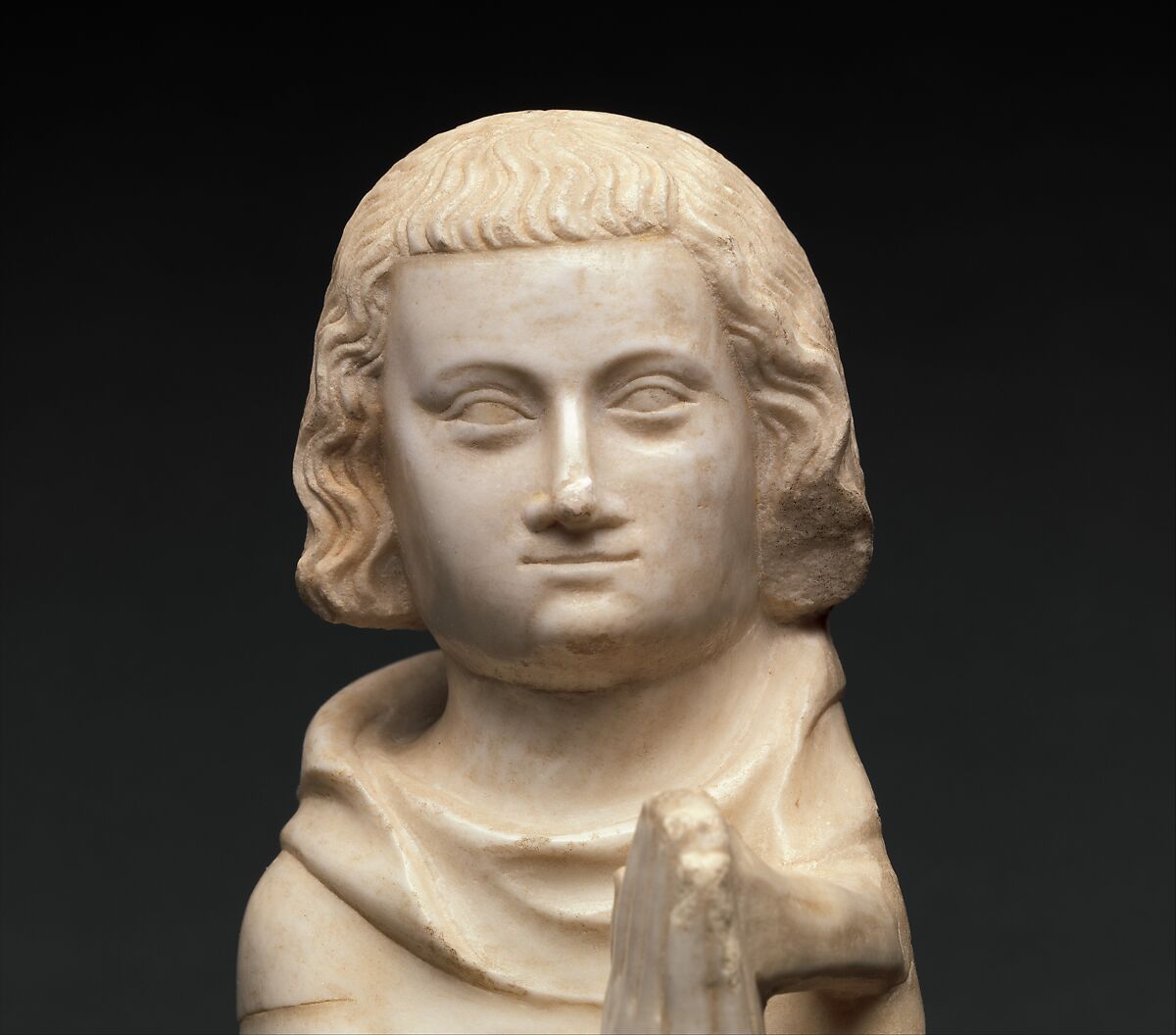 Prince, from a group of Donor Figures including a King, Queen, and Prince, Marble, traces of paint & gilding, French