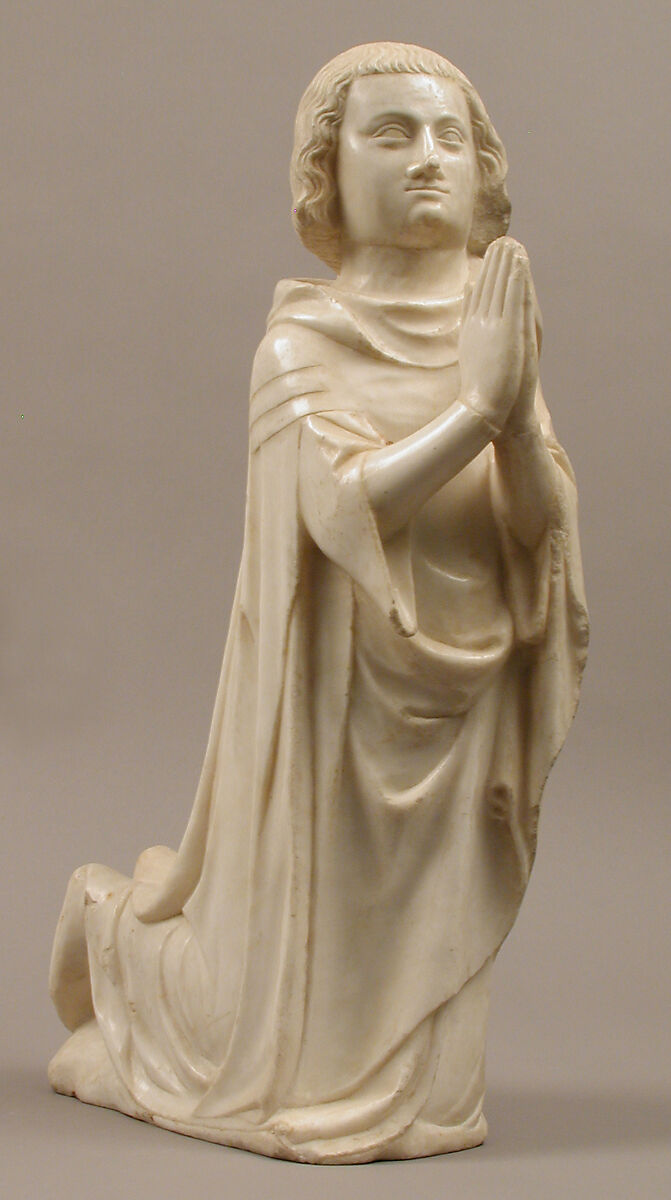 Prince, from a group of Donor Figures including a King, Queen, and Prince, Marble, traces of paint & gilding, French