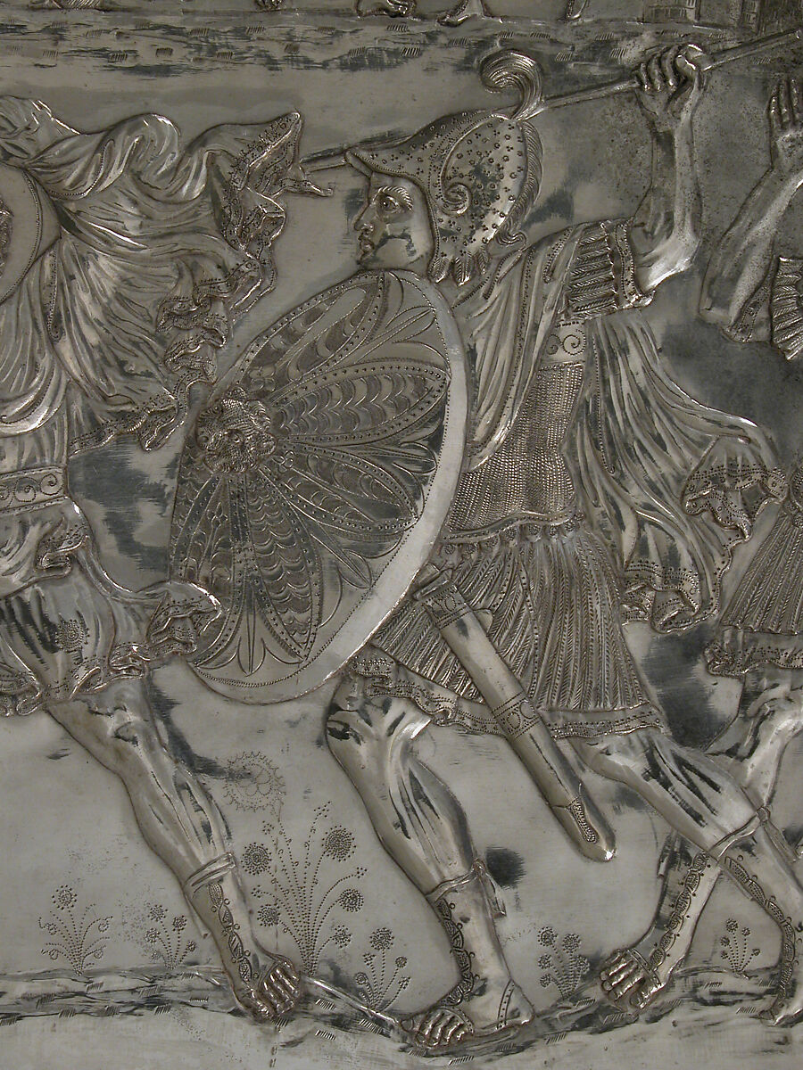 Plate with the Battle of David and Goliath, Silver, Byzantine