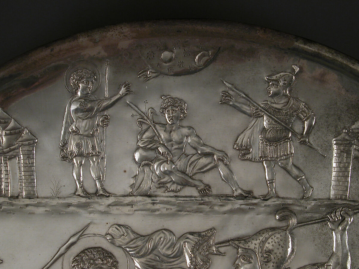 Plate with the Battle of David and Goliath, Silver, Byzantine