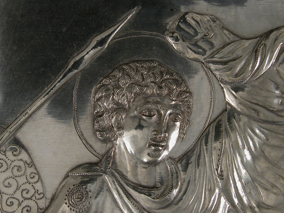 Plate with the Battle of David and Goliath, Silver, Byzantine