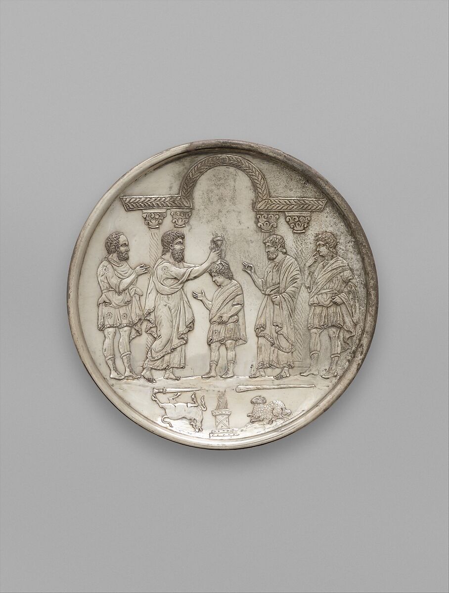 Plate with David Anointed by Samuel, Silver, Byzantine