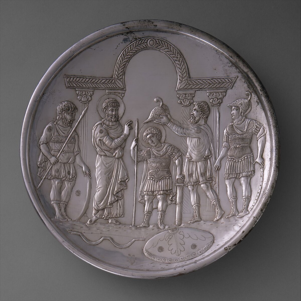 Plate with the Arming of David, Silver, Byzantine 