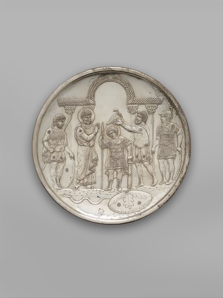Plate with the Arming of David, Silver, Byzantine