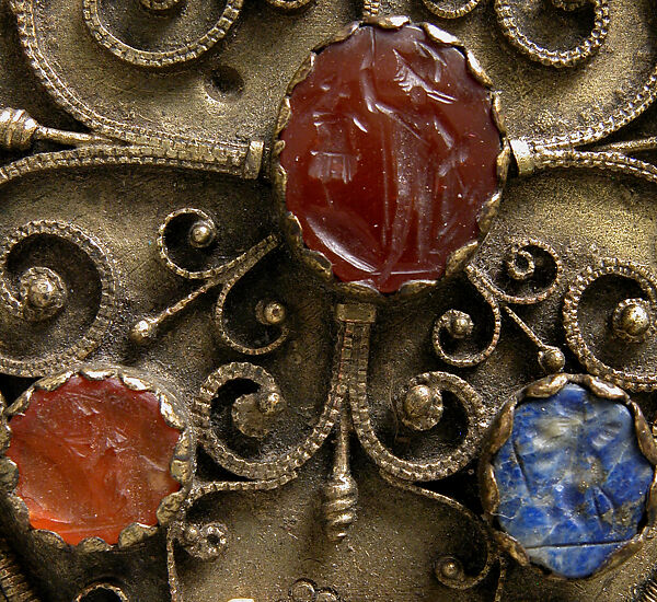 Part of a Reliquary, Champlevé enamel, gilded copper, ivory, cabochons, cameos, French