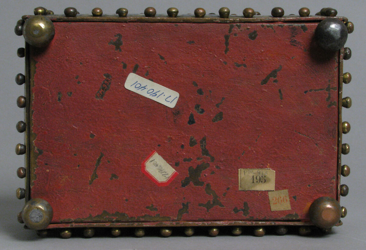 Casket or Portable Altar with the Crucifixion, Standing Saints, and Christ in Majesty with Symbols of the Evangelists, Champlevé enamel, copper alloy, gilt, North German or Danish