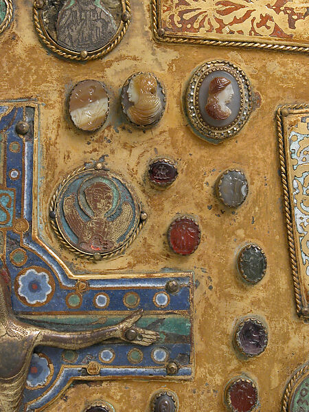Composite Plaque, Champlevé enamel, gilded copper, cameos, and intaglios, French (?)