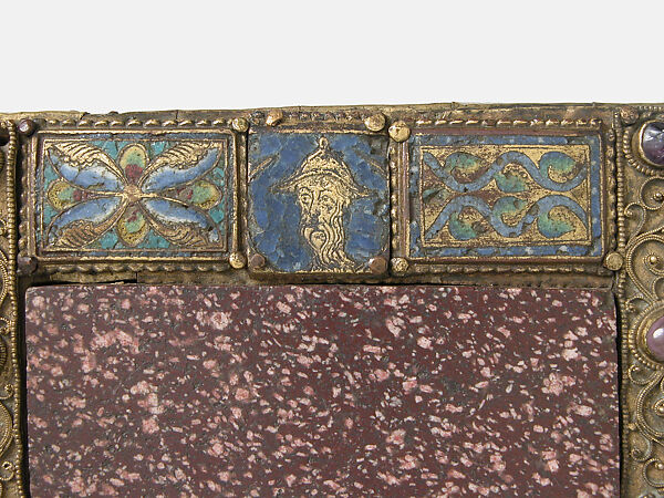 Portable Altar, Copper-gilt, enamel, rock crystal, cabochon, intaglio, filigree over wood core, German
