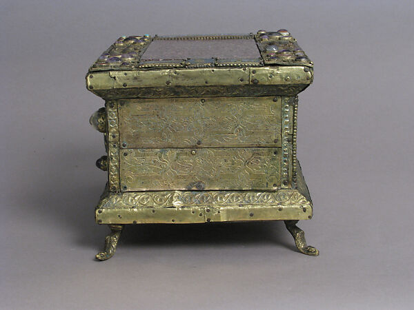 Portable Altar, Copper-gilt, enamel, rock crystal, cabochon, intaglio, filigree over wood core, German