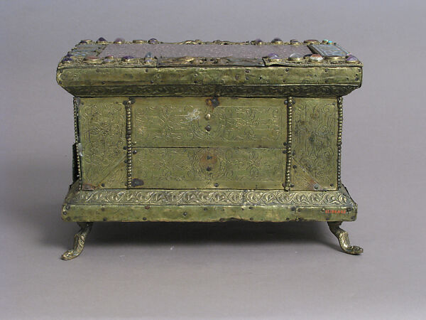 Portable Altar, Copper-gilt, enamel, rock crystal, cabochon, intaglio, filigree over wood core, German