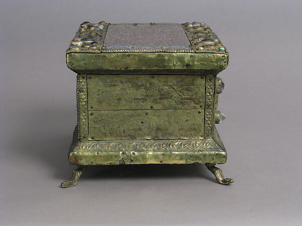 Portable Altar, Copper-gilt, enamel, rock crystal, cabochon, intaglio, filigree over wood core, German