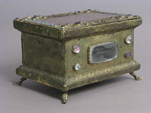 Portable Altar, Copper-gilt, enamel, rock crystal, cabochon, intaglio, filigree over wood core, German 
