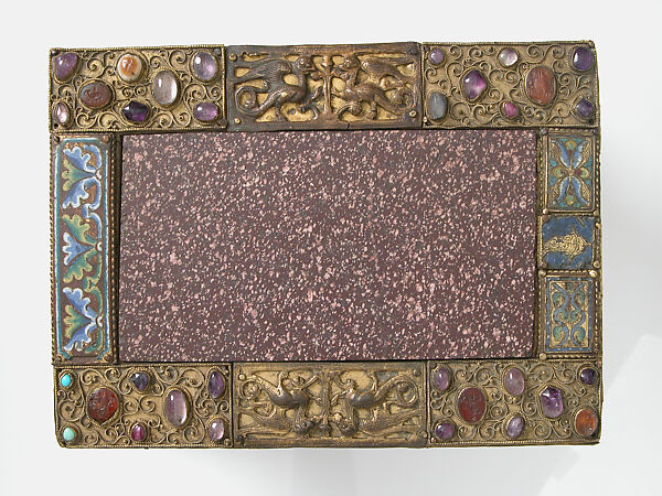 Portable Altar, Copper-gilt, enamel, rock crystal, cabochon, intaglio, filigree over wood core, German