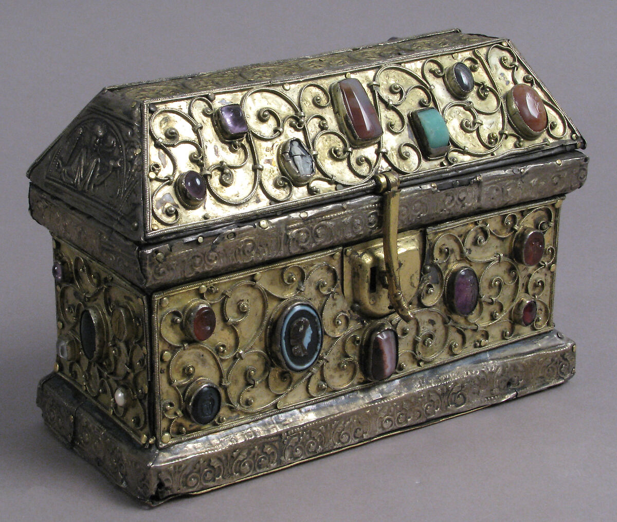 Chasse, Silver-gilt, wood, gems, intaglio, cameo over wood core, German 