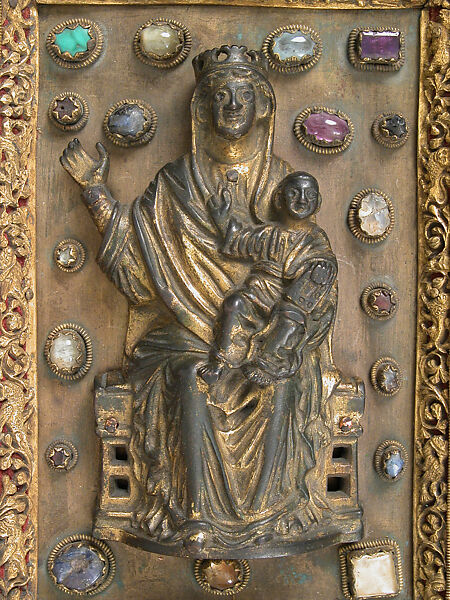 Book Cover, Copper-gilt, cabochons, porphyry, German