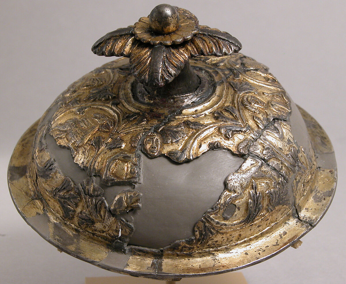 Vessel Cover, Silver, partial gilt, niello, Carolingian