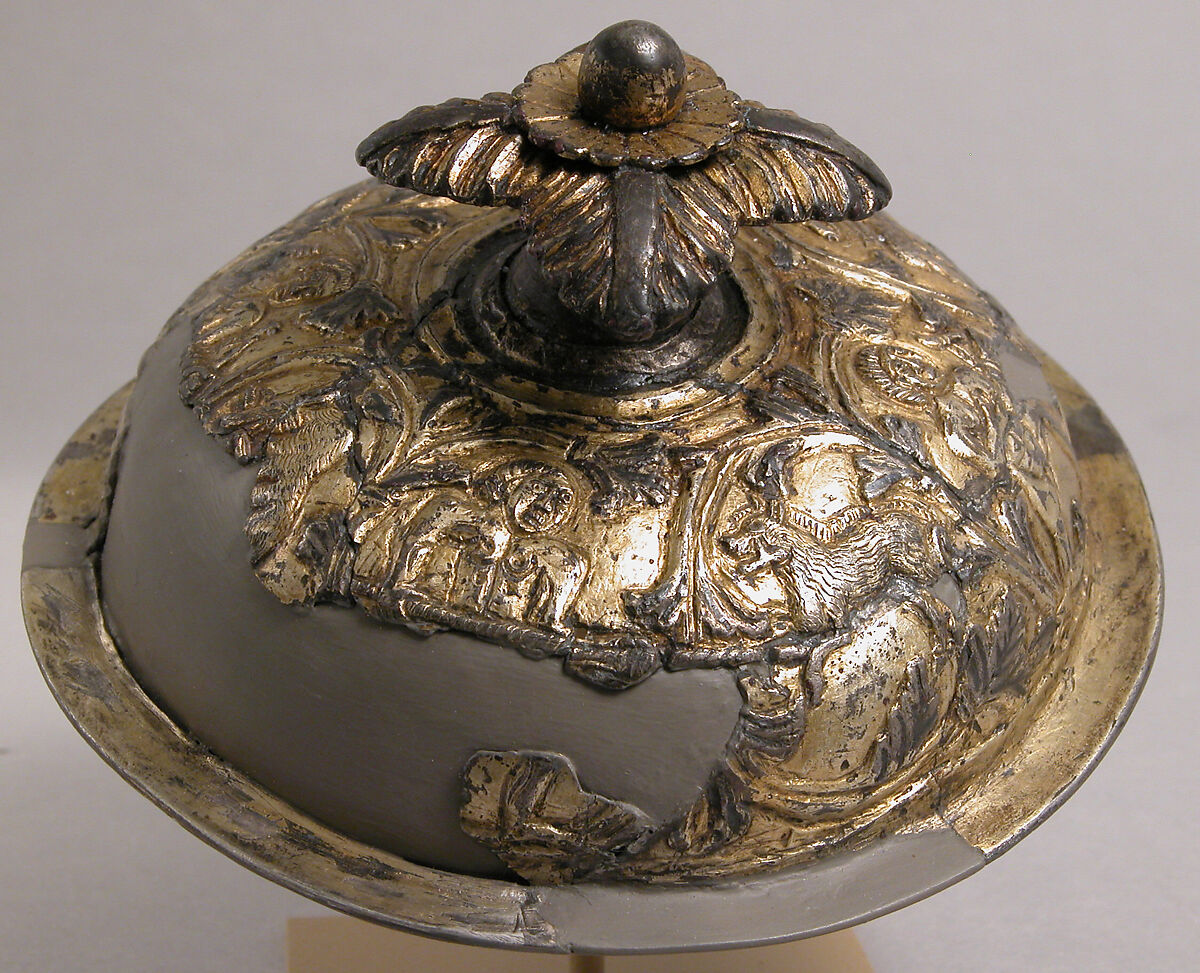 Vessel Cover, Silver, partial gilt, niello, Carolingian