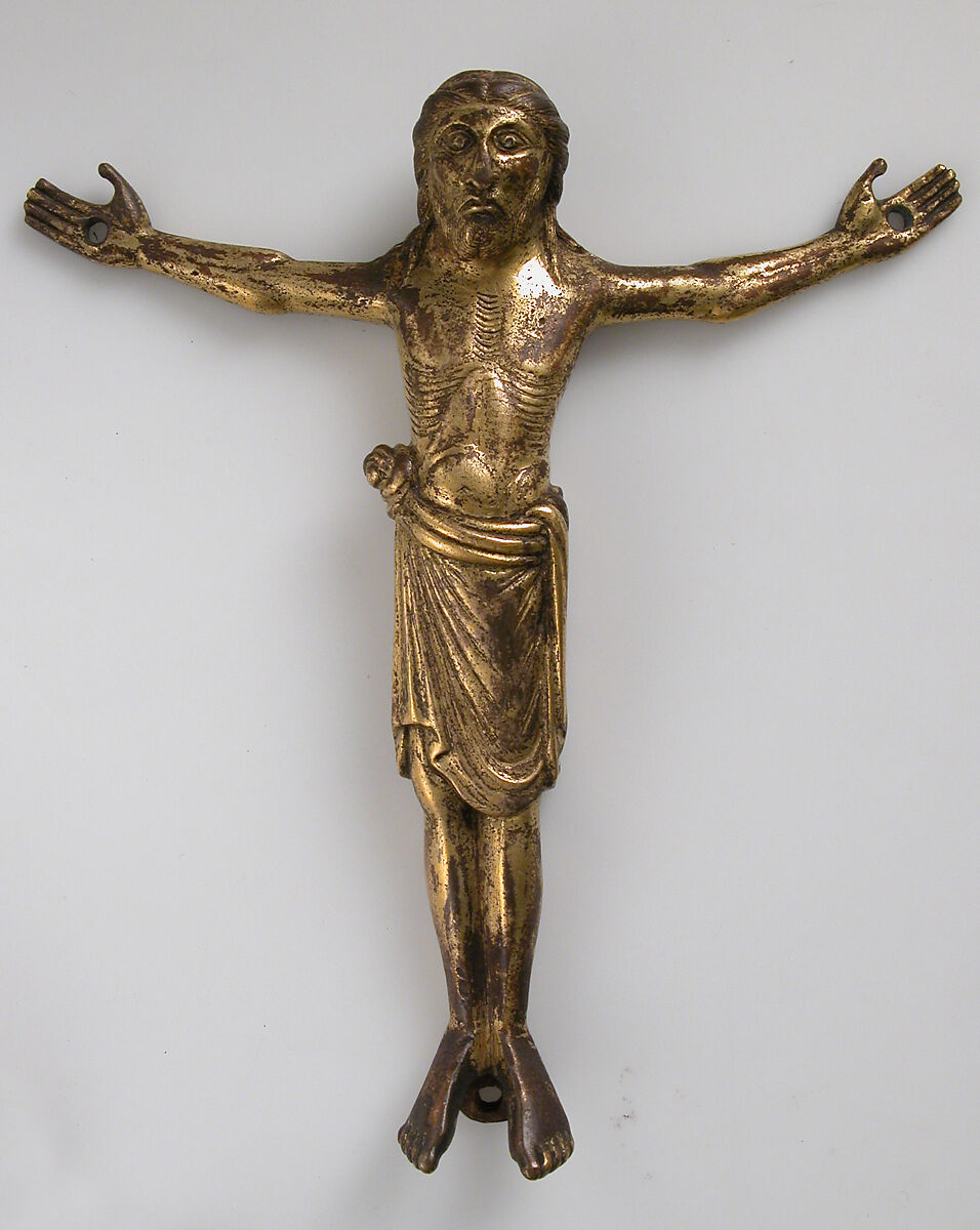 Crucified Christ, Copper alloy, gilt, German or South Netherlandish 