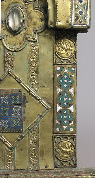 Shrine, Copper-gilt, enamels, rock crystal cabochons on wood, German