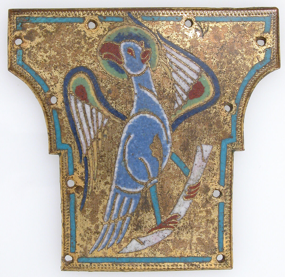 Cross Terminal, Champlevé enamel, copper-gilt, French 