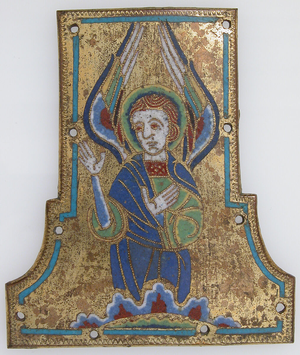 Cross Terminal, Champlevé enamel, copper-gilt, French 