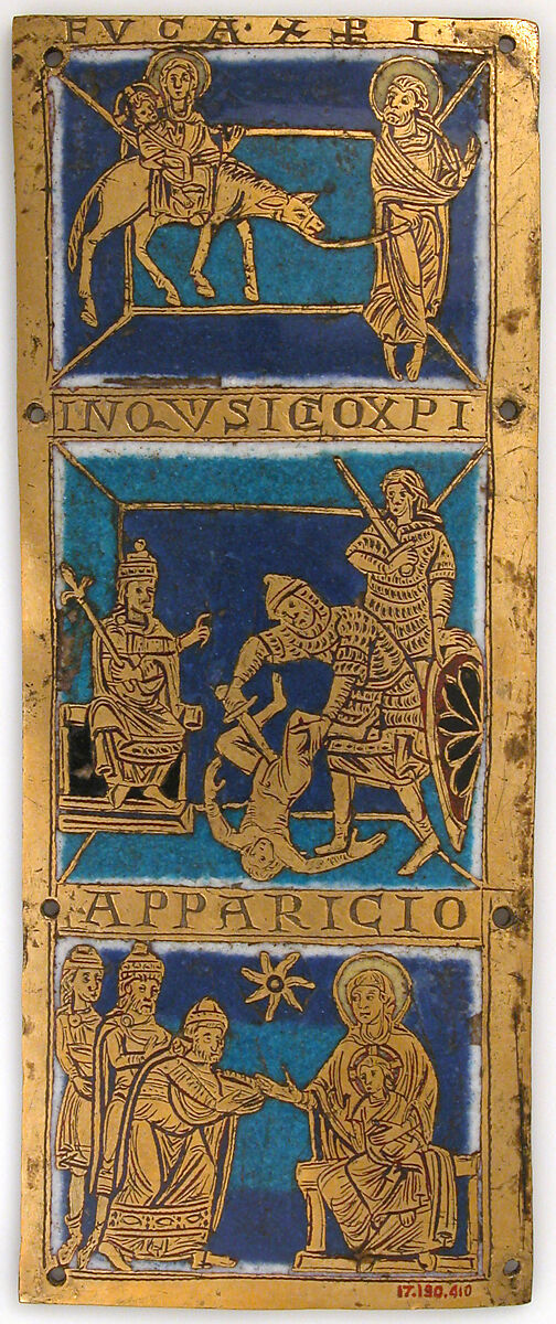 Plaque from a Portable Altar with Scenes from the Life of Jesus, Champlevé enamel, copper-gilt, German 