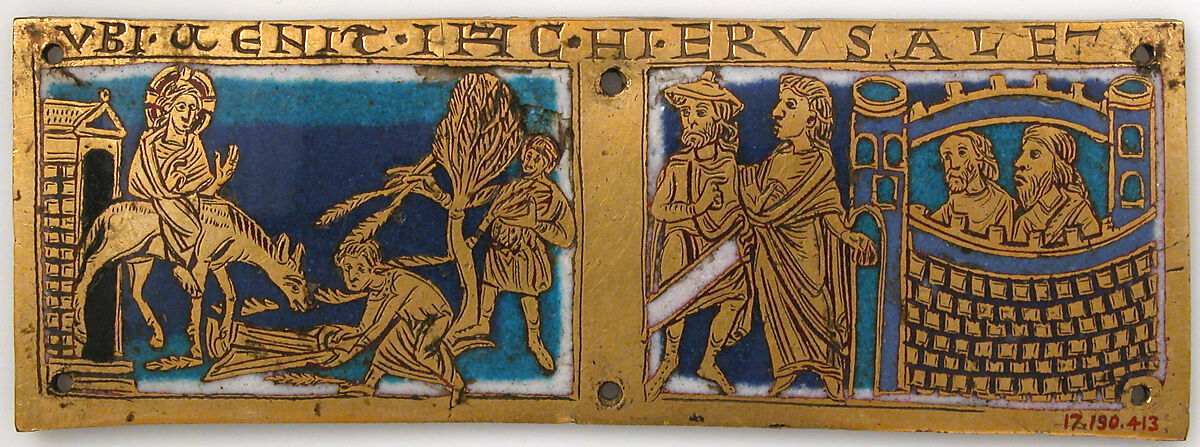 Plaque from a Portable Altar with Scenes from the Life of Jesus, Champlevé enamel, copper-gilt, German 