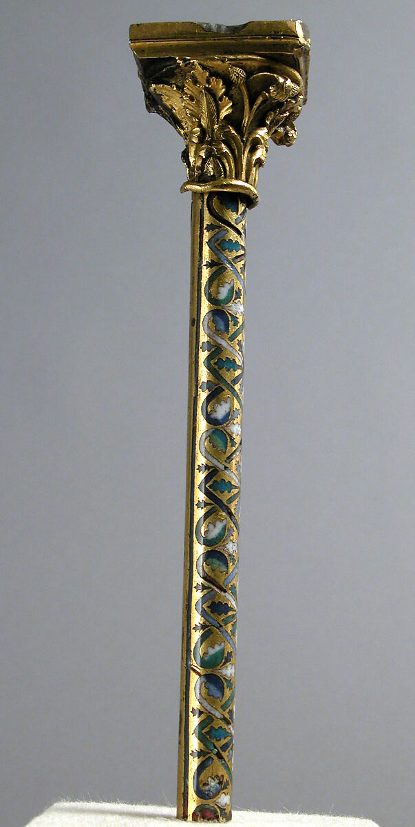 Colonnette from a Reliquary Shrine, Champlevé enamel, copper alloy, gilt, German