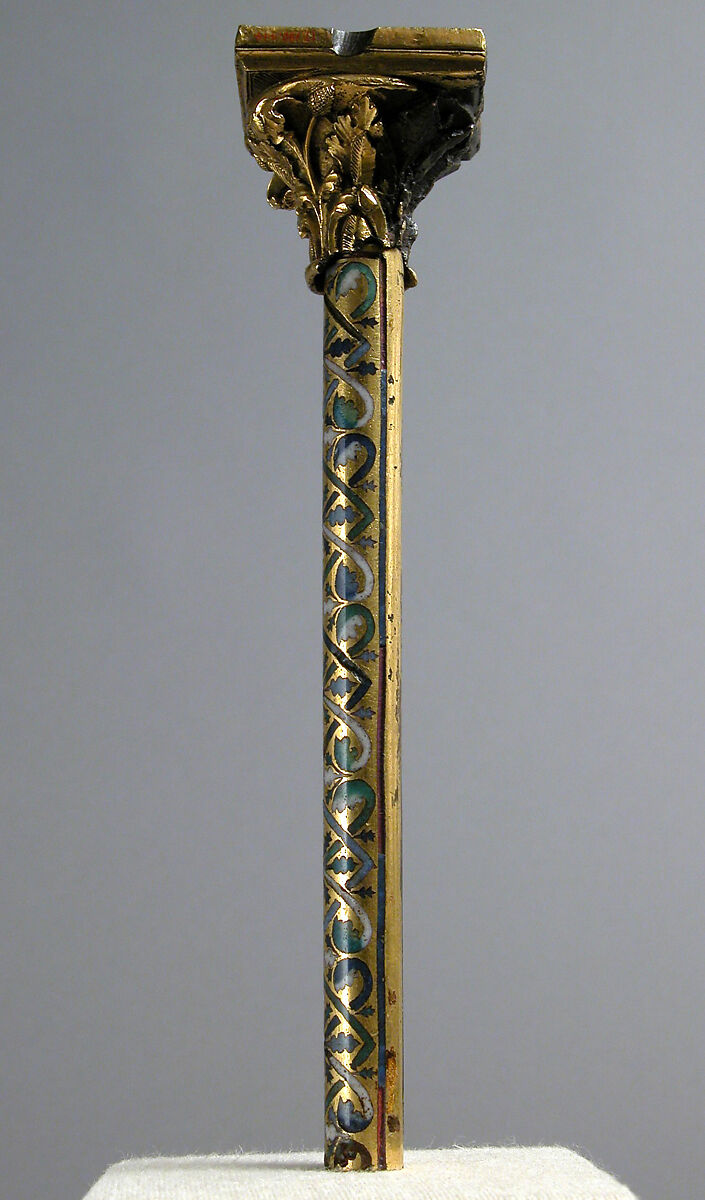 Colonnette from a Reliquary Shrine, Champlevé enamel, copper alloy, gilt, German