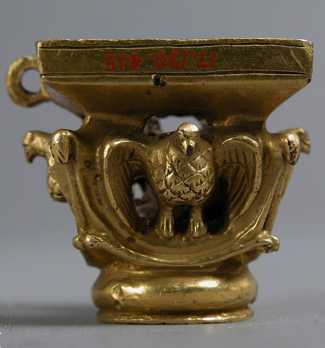 Capital from a Reliquary Shrine, Copper alloy, gilt, German 