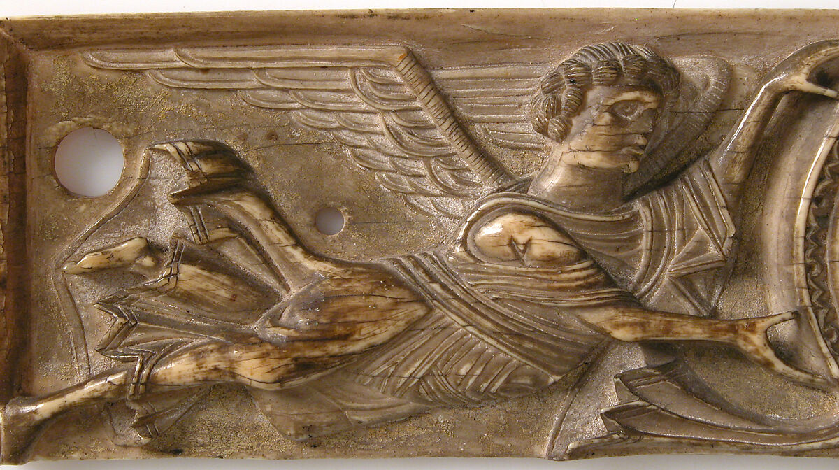 Portable Altar and Two Side Panels, Elephant ivory, shell gold, wood box, stone inset on lid, European