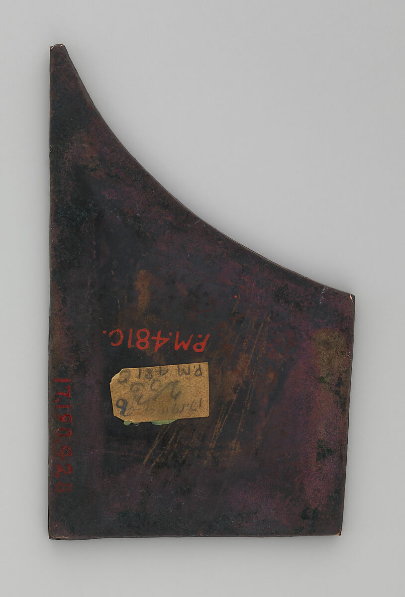 Plaque with the Symbol of the Evangelist Luke, Copper: cut and gilt; champlevé and cloisonné enamel: black, lapis and lavender blue, turquoise, green, red, white, pinkish white, semi-translucent wine red., French