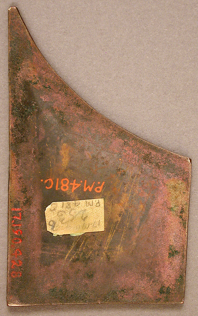 Plaque with the Symbol of the Evangelist Luke, Copper: cut and gilt; champlevé and cloisonné enamel: black, lapis and lavender blue, turquoise, green, red, white, pinkish white, semi-translucent wine red., French