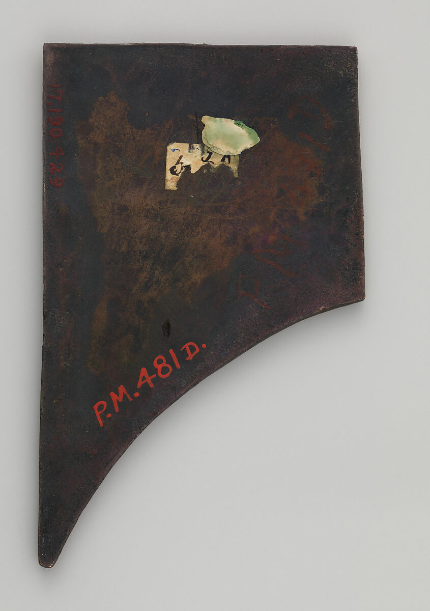 Plaque with the Symbol of the Evangelist John, Copper: cut and gilt; champlevé and cloisonné enamel: black, lapis and lavender blue, turquoise, green, red, white, pinkish white., French