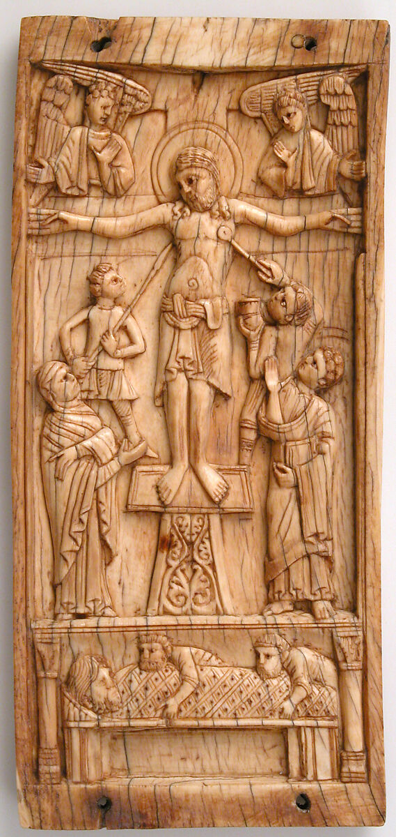 Center Panel of a Triptych with the Crucifixion and the Entombment, Ivory, South Italian 