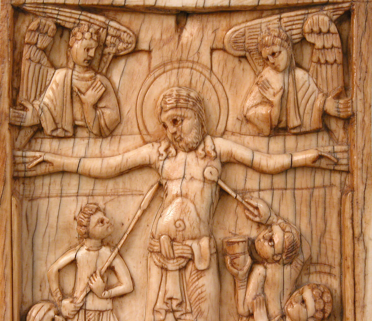 Center Panel of a Triptych with the Crucifixion and the Entombment, Elephant ivory, South Italian